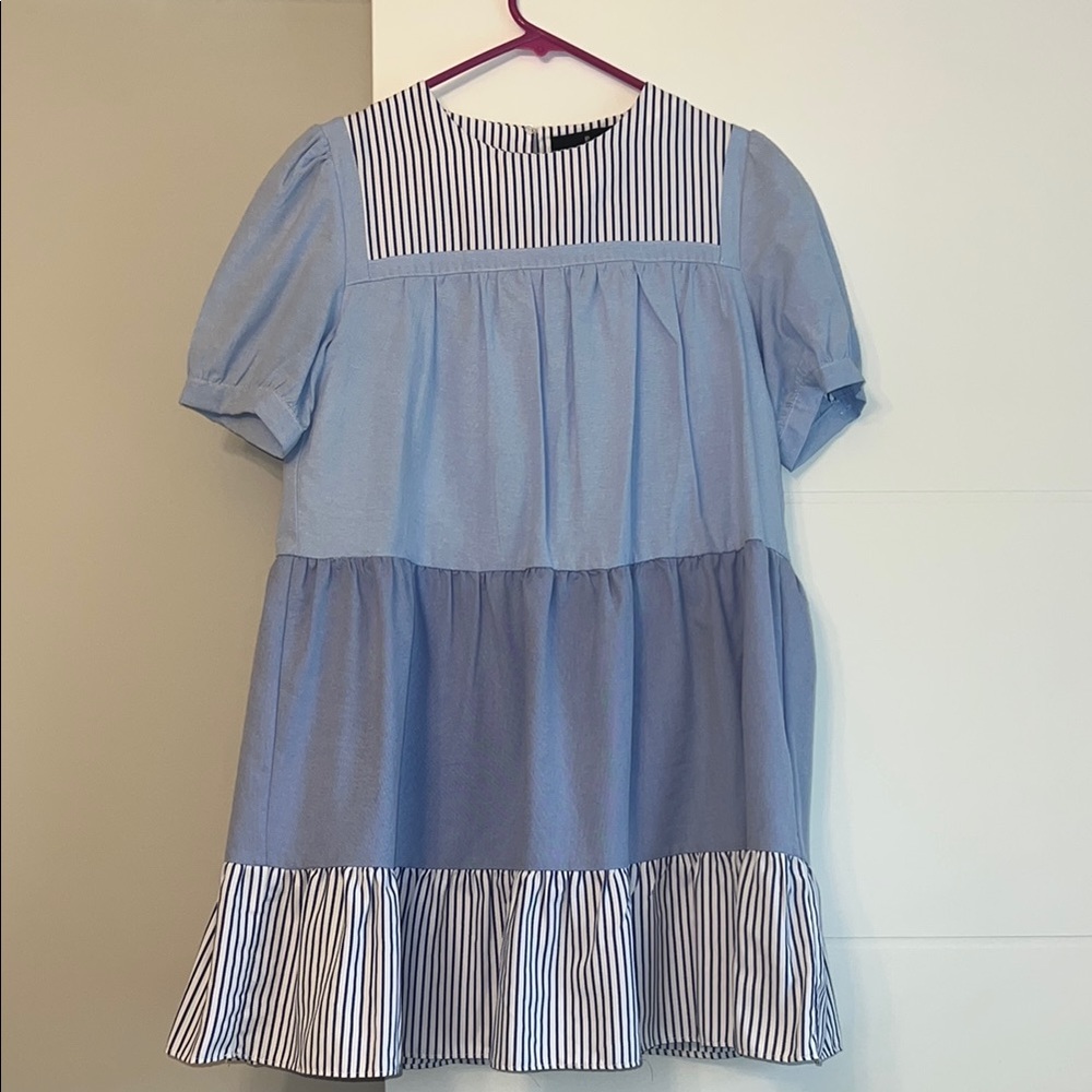 Pomander Place Chambray Blue and Striped Women’s Dress